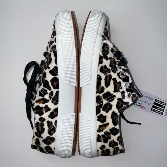 NWOB Superga Velvet White Leopard Sneakers - Picture 7 of 10
